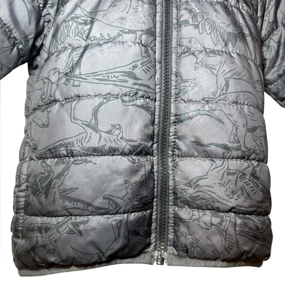 Carter's Toddler Boy Grey Zip-Up Puffer Jacket Dinosaur Print Size 2T - Picture 5 of 10